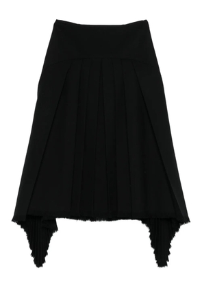 Jil Sander pleated frayed skirt - Black