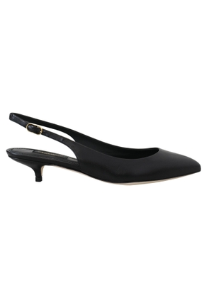 Dolce & Gabbana Black Leather Slingbacks Heels Pumps Shoes - EU35.5/US5
