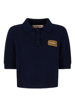 Marni logo-patch polo shirt - Blue