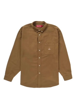 Supreme logo-embroidered flannel shirt - Brown