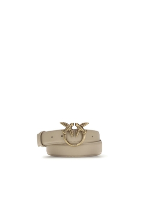 PINKO Beige Calf Leather Bos Taurus Belt - L