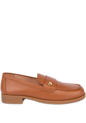 Love Moschino heart detail leather loafers - Brown