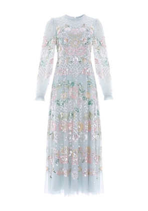 Needle & Thread Rosalie sequin-embellished floral dress - Blue