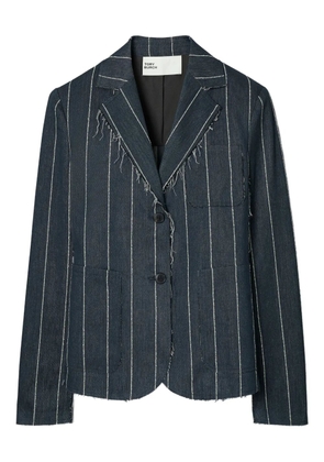 Tory Burch pinstripe frayed-edge blazer - Blue