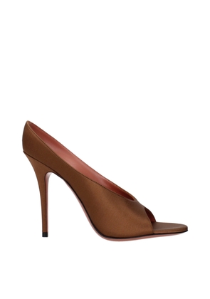 Amina Muaddi Brown Satin High Heel Pumps - EU36/US6