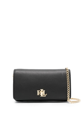 Lauren Ralph Lauren logo-lettering leather crossbody bag - Black
