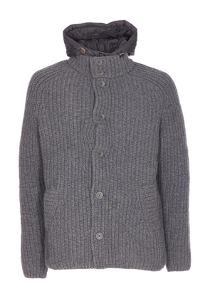 Herno hooded knitted padded jacket - Grey
