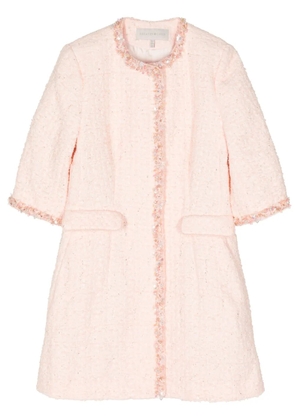 SHIATZY CHEN beaded-trim tweed coat - Pink