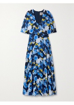 LELA ROSE - Floral-print Georgette Midi Dress - Blue - US2,US4,US6,US8,US10,US12,US14,US16