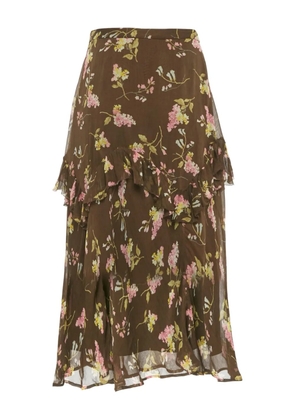 Polo Ralph Lauren Vintage floral-print ruffle midi skirt - Brown