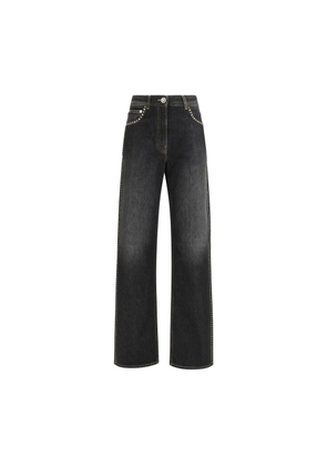 Versace Black Cotton Straight-Leg Jeans - 26