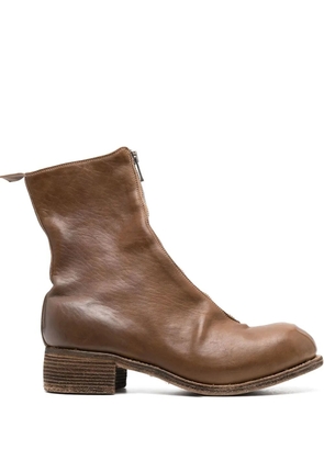 Guidi front-zip round-toe boots - Brown