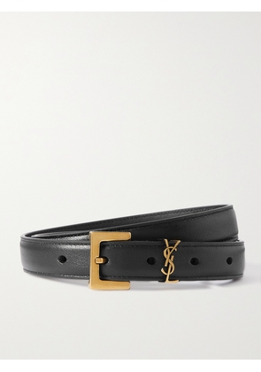 SAINT LAURENT - Cassandre Leather Belt - Black - 60,65,70,75,80,85,90,95,100,105,110,115,120