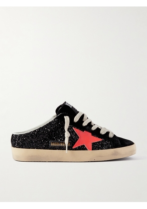 Golden Goose - Super-star Sabot Distressed Glittered Leather And Suede Slip-on Sneakers - Black - IT35,IT36,IT37,IT38,IT39,IT40,IT41,IT42