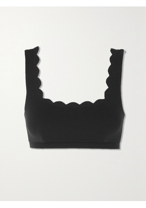 Marysia - Palm Springs Scalloped Recycled-seersucker Bikini Top - Black - xx small,x small,small,medium,large,x large,xx large