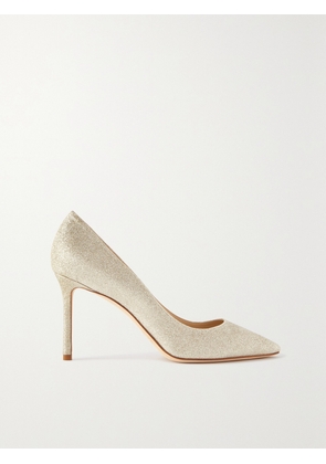 Jimmy Choo - Romy 85 Glittered Leather Pumps - Silver - IT34,IT35,IT36,IT36.5,IT37,IT37.5,IT38,IT38.5,IT39,IT39.5,IT40,IT40.5,IT41,IT42,IT43