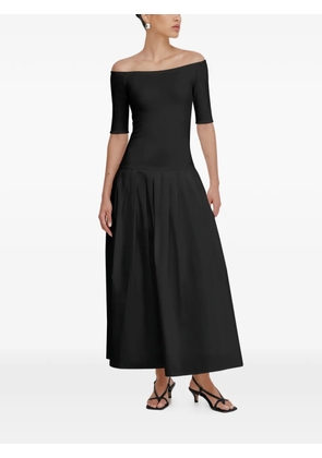 Marcella Mila off-shoulder pleated midi dress - Black