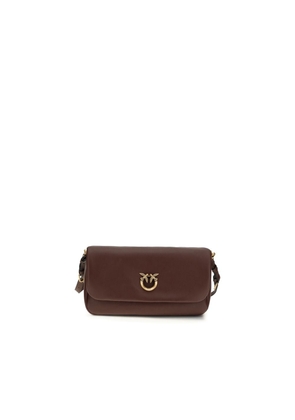PINKO Brown Calf Leather Bos Taurus Shoulder Bag