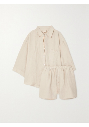 Deiji Studios - The 03 Washed-linen Shirt And Shorts Set - Cream - XS/S,S/M,M/L,L/XL