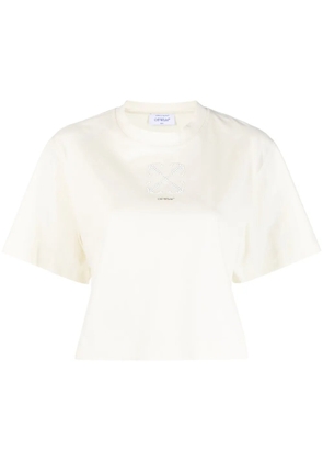 Off-White Arrows-motif embellished cropped T-shirt - Neutrals