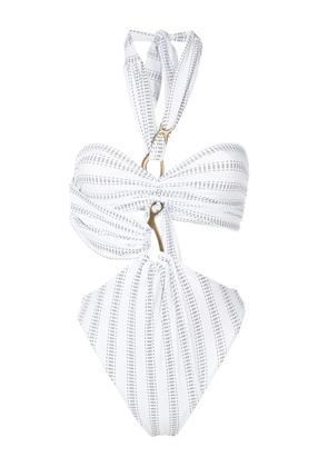 Amir Slama asymmetric halter-neck swimsuit - White