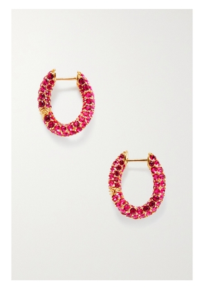 Balenciaga - Loop Xs Gold-tone Crystal Hoop Earrings - One size