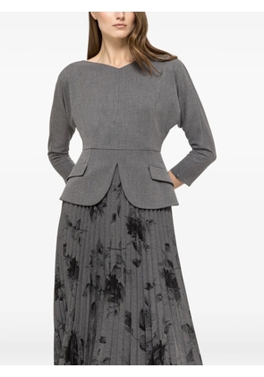 NISSA pleated floral midi dress - Grey