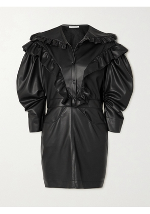 PHILOSOPHY DI LORENZO SERAFINI - Ruffled Faux Leather Mini Dress - Black - IT38,IT40,IT42,IT44,IT46,IT48