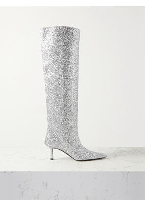 ALEXANDER WANG - Viola Glittered Leather Knee Boots - Silver - IT35,IT35.5,IT36,IT36.5,IT37,IT37.5,IT38,IT38.5,IT39,IT39.5,IT40,IT40.5,IT41
