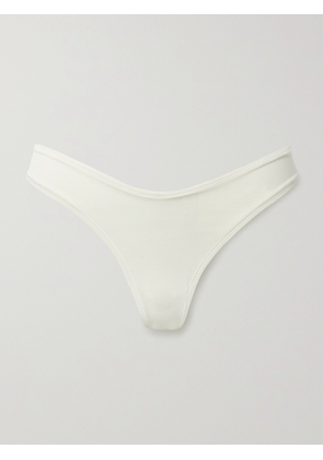 SKIMS - Cotton-blend Jersey Dipped Thong - Bone - Off-white - XXS,XS,S,M,L,XL,2XL,3XL,4XL