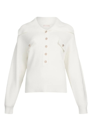 LIU JO maxi-neck rib-knit sweater - White