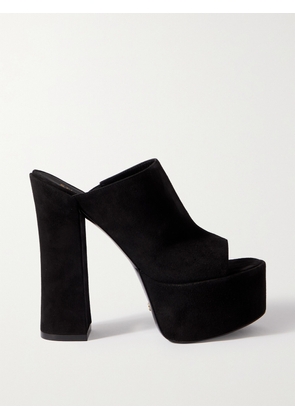 Stuart Weitzman - Skyhigh Suede Platform Mules - Black - US5,US6,US6.5,US7,US7.5,US8,US8.5,US9,US9.5,US10