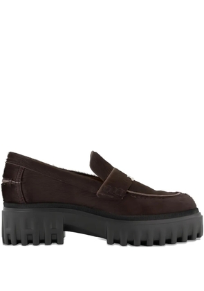 Hogan suede platform loafers - Brown