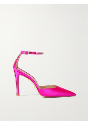 Stuart Weitzman - Glam Crystal-embellished Satin Pumps - Pink - US5,US6,US6.5,US7,US7.5,US8,US8.5,US9,US9.5,US10,US10.5,US11,US11.5,US12