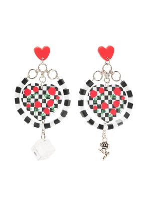 Amir Slama Bijoux checkerboard-pattern heart earrings - Black
