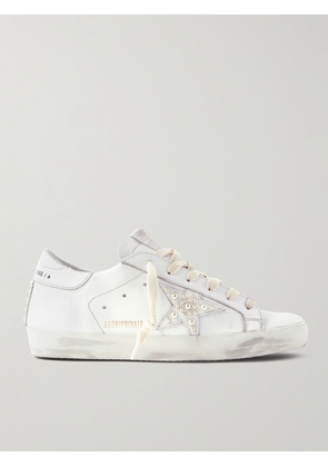 Golden Goose - Superstar Faux Pearl-embellished Distressed Leather Sneakers - White - IT35,IT36,IT37,IT38,IT39,IT40,IT41,IT42