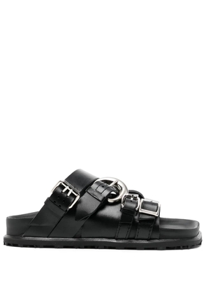 Marine Serre buckled leather sandals - Black