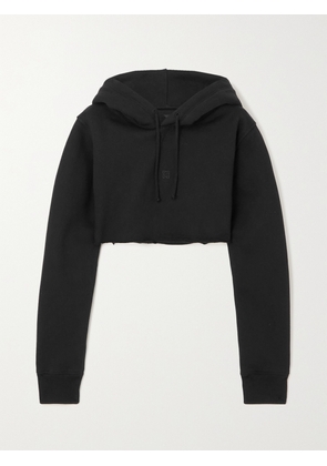Givenchy - Cropped Embroidered Cotton-jersey Hoodie - Black - x small,small,medium,large,x large