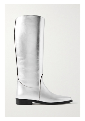 KHAITE - Wooster Metallic Leather Knee Boots - Silver - IT36,IT37,IT37.5,IT38,IT38.5,IT39,IT39.5,IT40