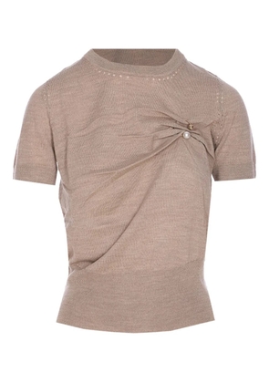 LIU JO faux-pearl-embellished top - Brown