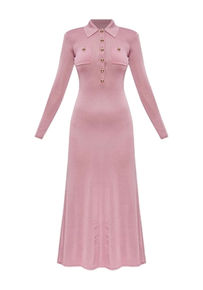 Self-Portrait polo-neck button-front dress - Pink
