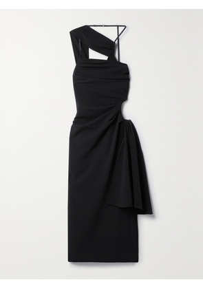 Jacquemus - Abanada Cutout Draped Wool-blend Crepe Midi Dress - Black - FR 32,FR 34,FR 36,FR 38,FR 40,FR 42,FR 44
