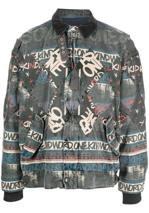 sacai slogan-print bomber jacket - Grey