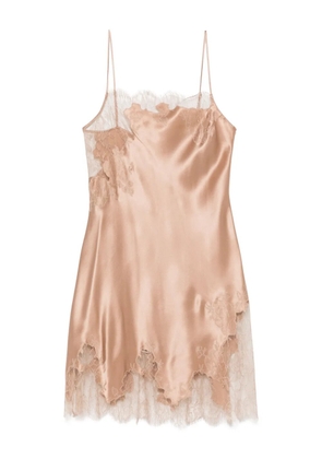 Carine Gilson Calais Caudry-lace silk nightdress - Neutrals