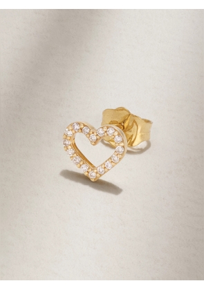 Sydney Evan - Open Heart Small 14-karat Gold Diamond Single Earring - One size
