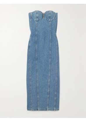 Magda Butrym - Strapless Denim Midi Dress - Blue - FR 34,FR 36,FR 38,FR 40,FR 42