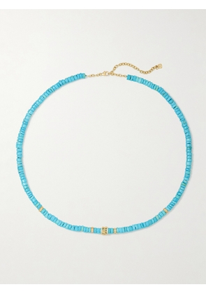 Sydney Evan - Lucky Icon 14-karat Gold, Turquoise And Diamond Necklace - Blue - One size