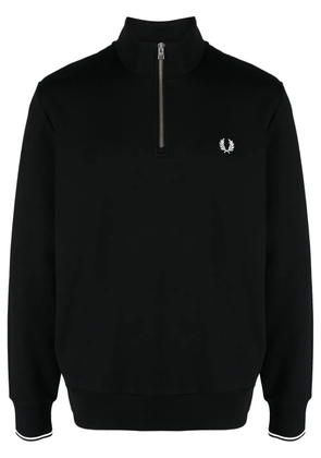 Fred Perry logo-embroidered zip-up jumper - Black