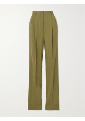 MICHAEL KORS COLLECTION - Mika Pleated Wool-blend Twill Straight-leg Pants - Green - US0,US2,US4,US6,US8,US10,US12,US14,US16