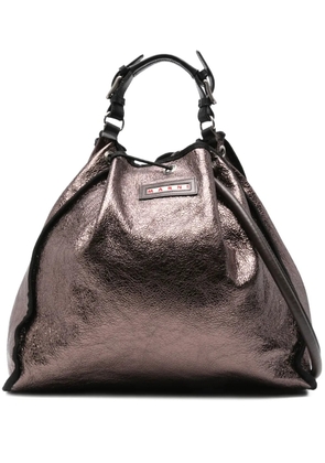 Marni Pre-Owned metallic leather drawstring bag - Brown